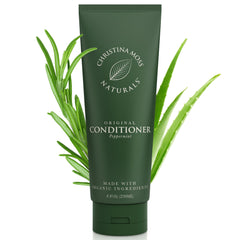 Christina Moss Naturals conditioner bottle shows simple daily conditioning for all hair types