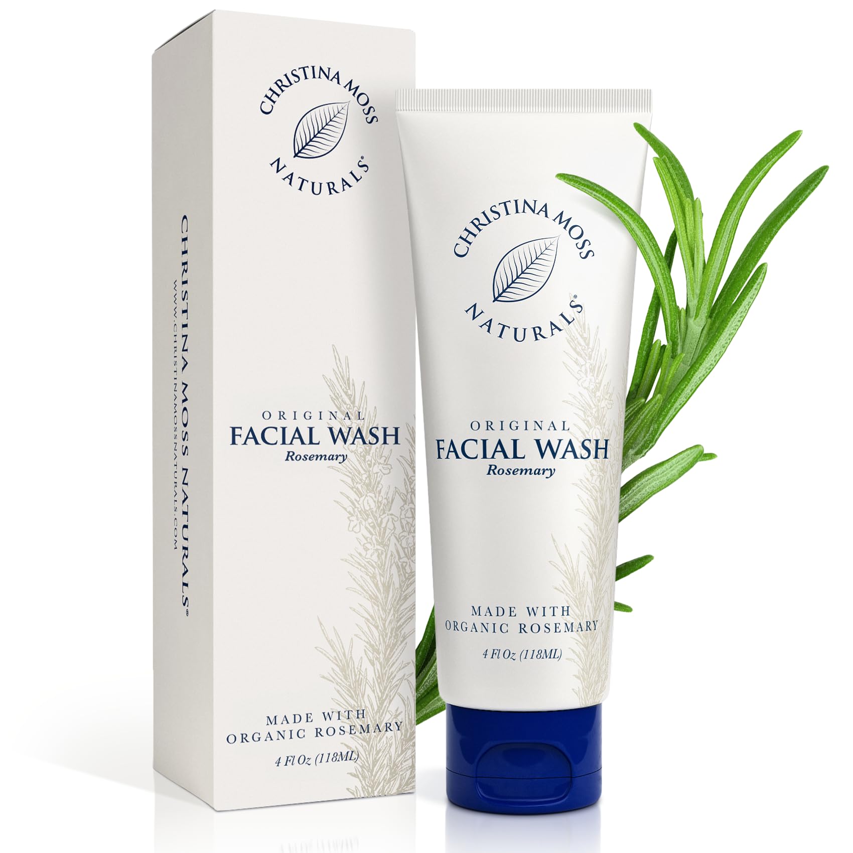 Christina Moss Naturals Face Wash bottle foaming for a thorough, refreshing cleanse.