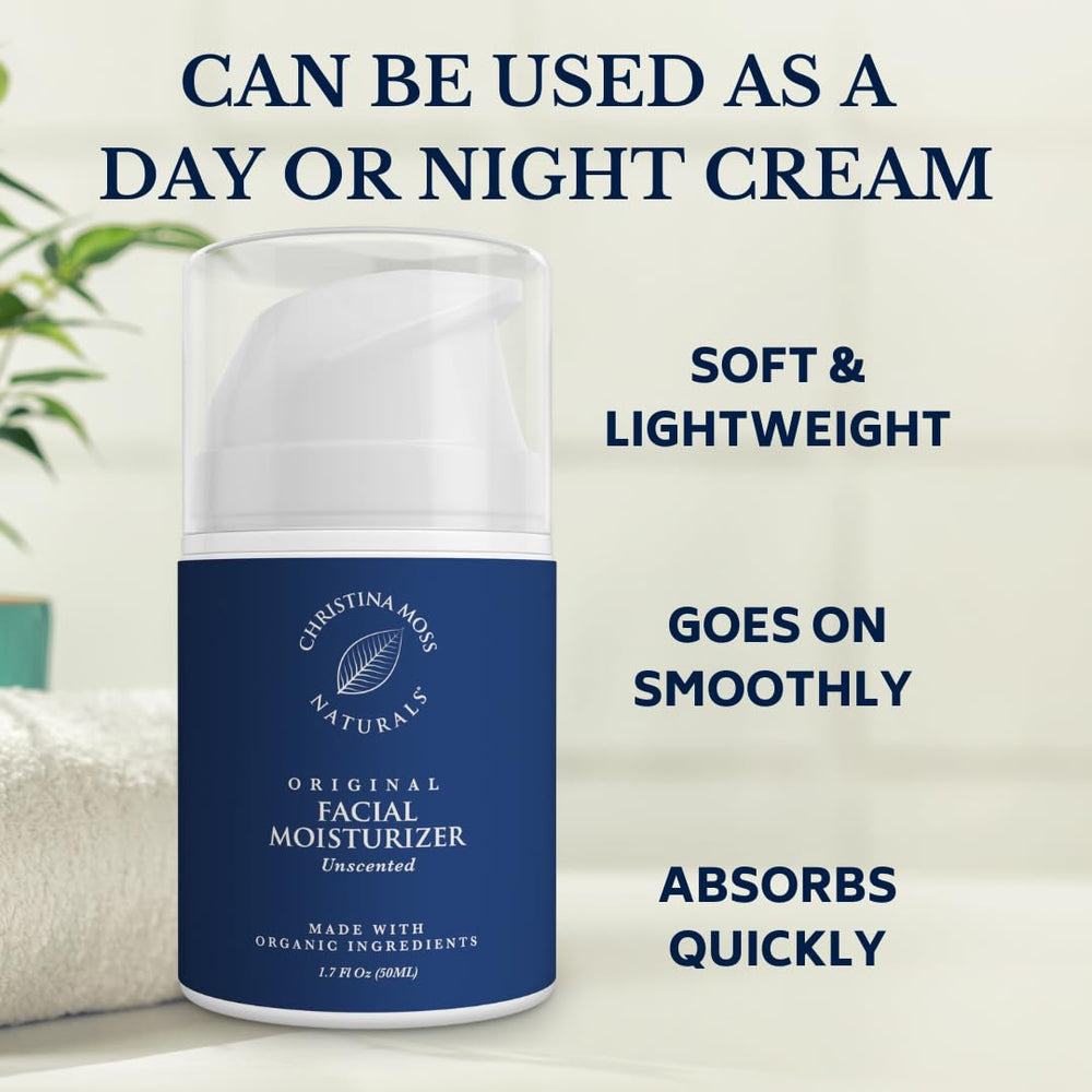 Christina Moss Naturals Original Moisturizer lightweight cream emphasizes quick absorption.