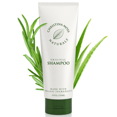 Christina Moss Naturals Shampoo bottle front highlights fragrance-free, gentle cleansing for sensitive scalps