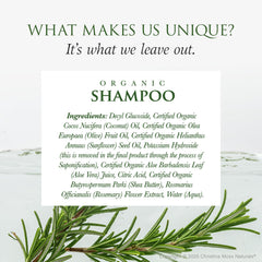 Christina Moss Naturals Shampoo lather closeup demonstrates mild cleaning without harsh chemicals
