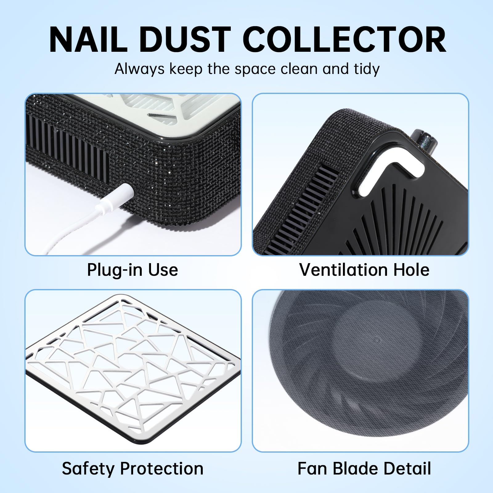 CHRISTINE SHELLY Nail Dust Collector with filter sense reduces waste and extends unit life.