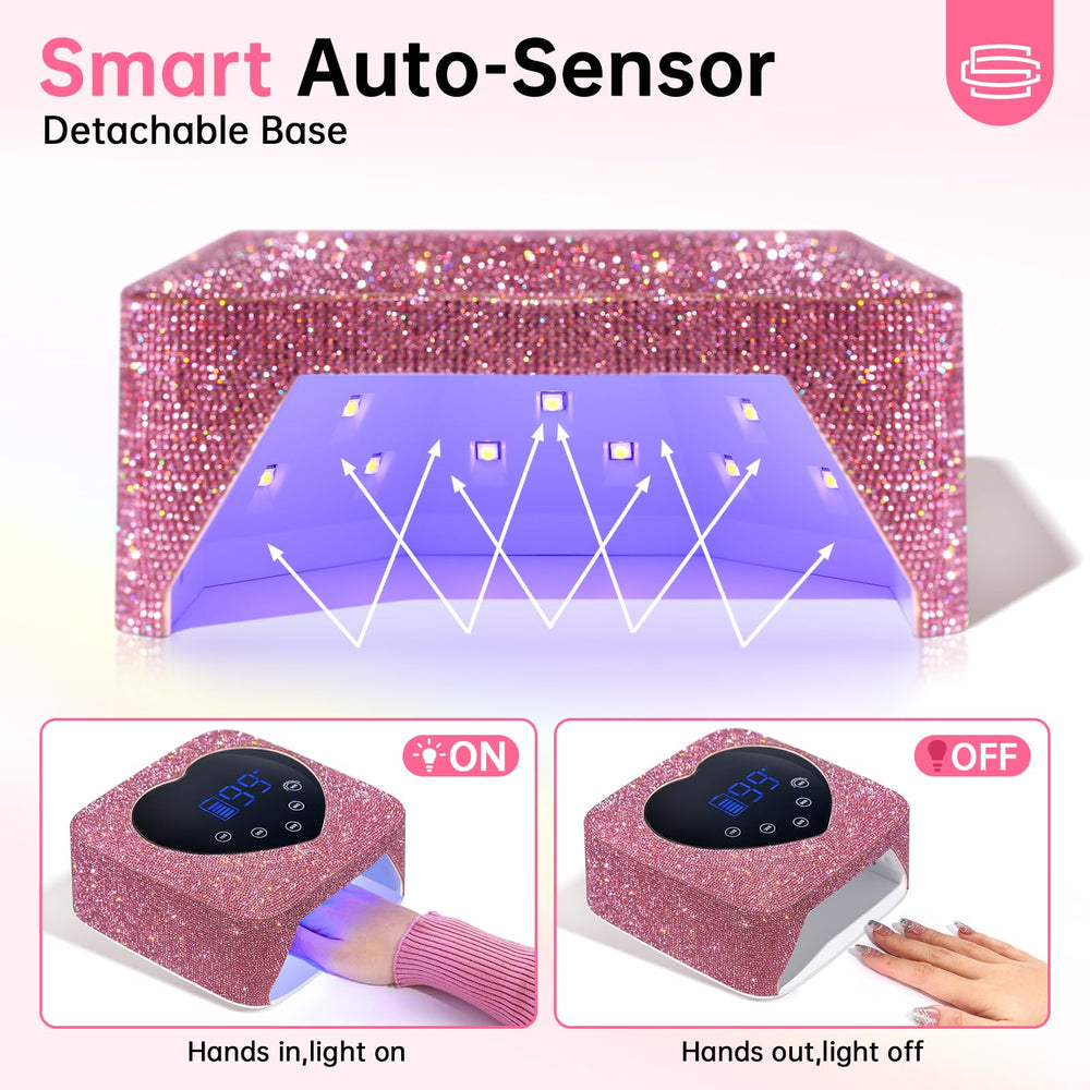 Christine Shelly nail lamp detachable base for easy cleaning and flexible setup.