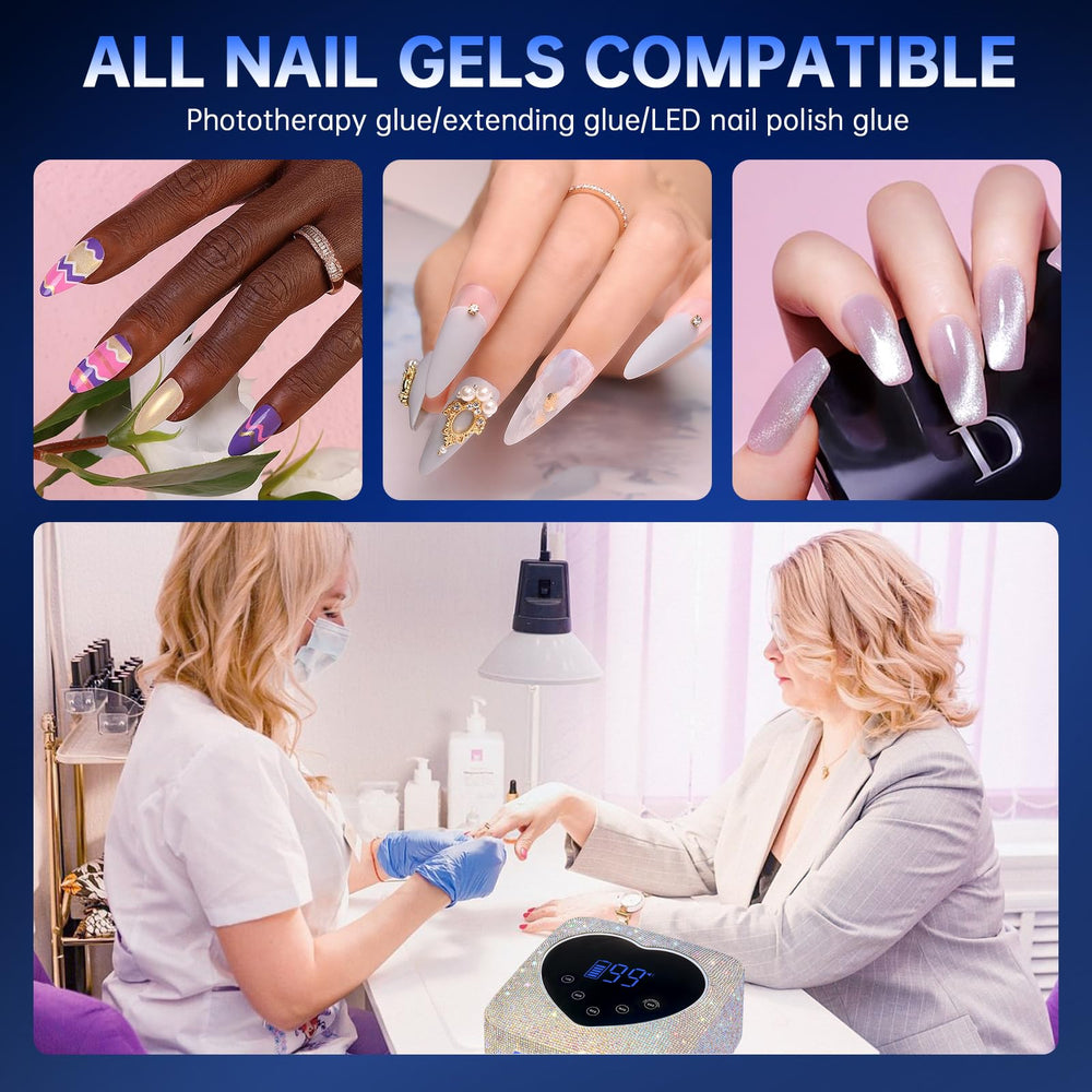 Christine Shelly nail lamp diamond-finish surface adds premium sparkle during home manicures.