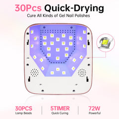 Christine Shelly nail lamp side view in pink demonstrates portable wireless operation.