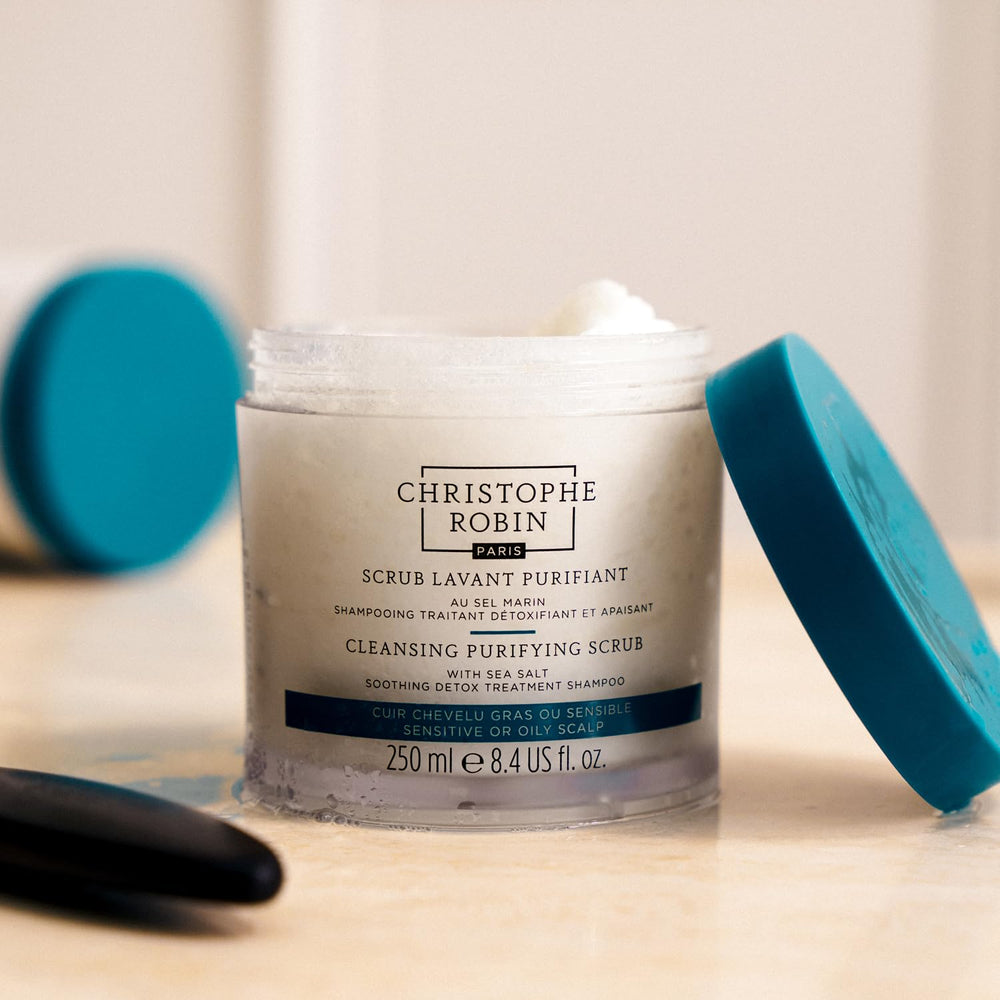 Christophe Robin cleansing-purifying-scrub texture-compact reveals detox ritual for sensitive itchy scalps
