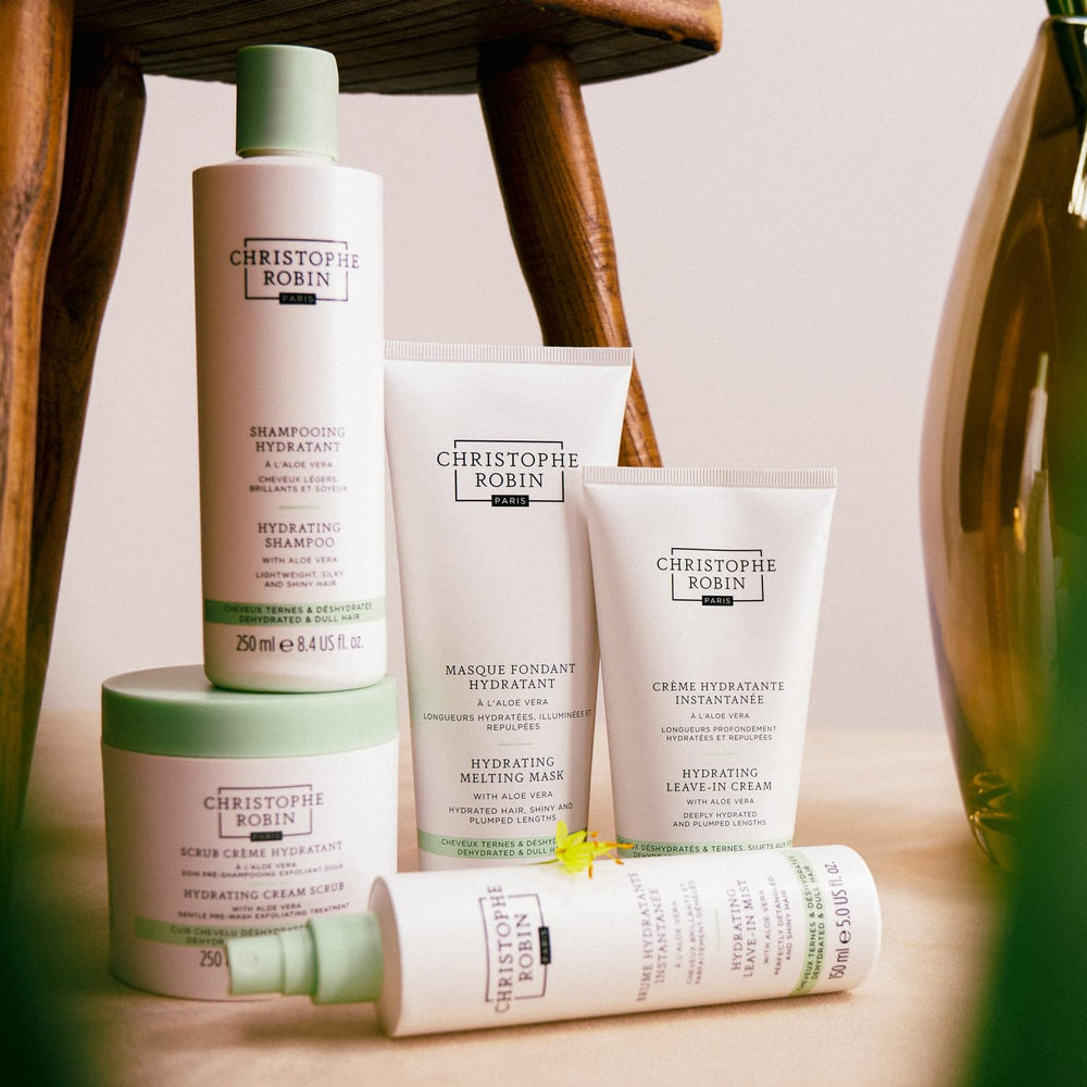Christophe Robin Hydrating Shampoo application-hair shows soothing wash for refreshed lengths