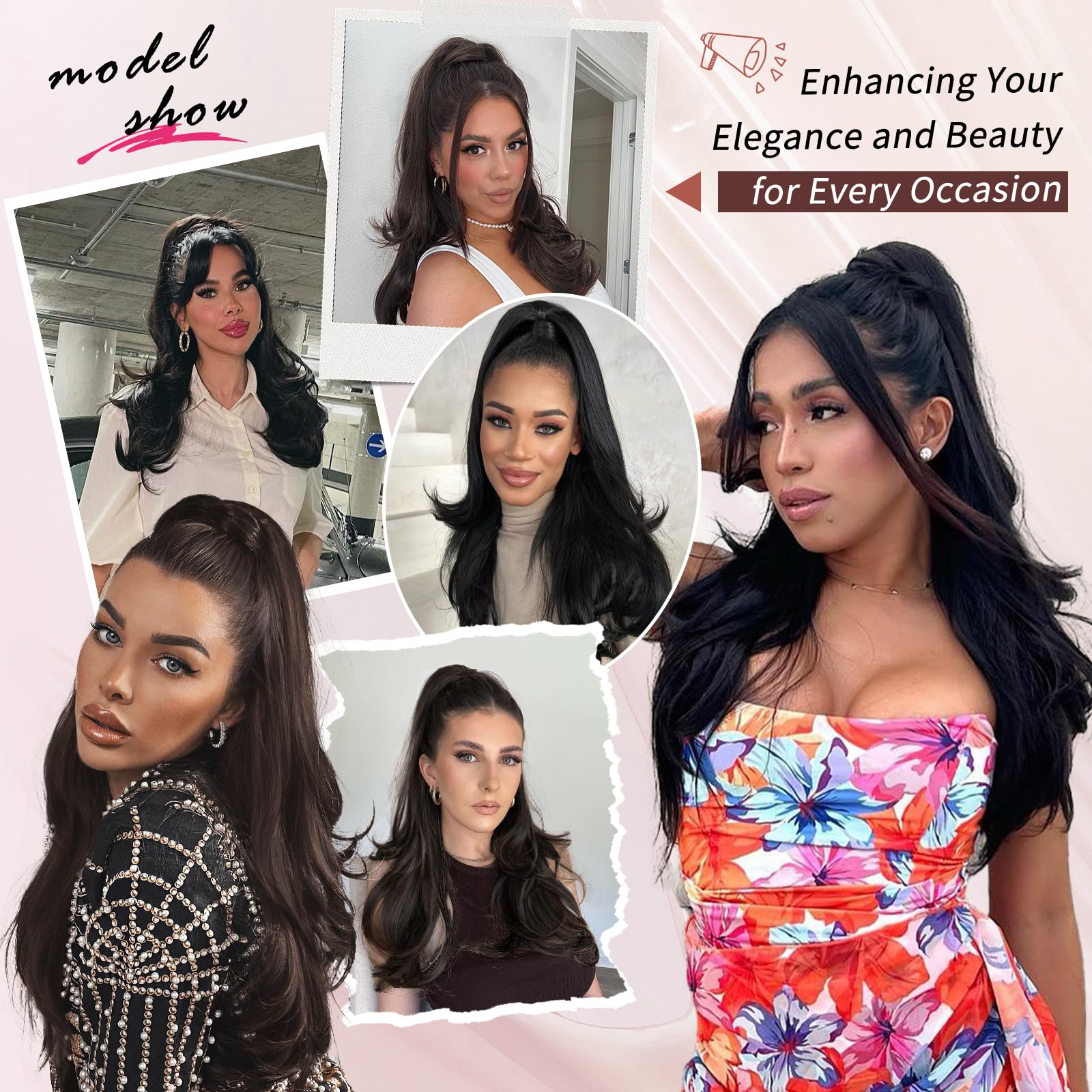CHRSHN ponytail extension multi-layer design creates natural volume.