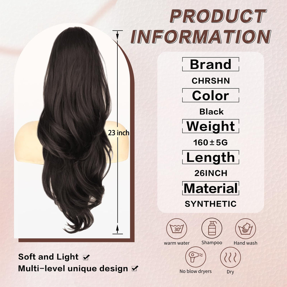 CHRSHN ponytail extension two clips secure attachment for stable placement.