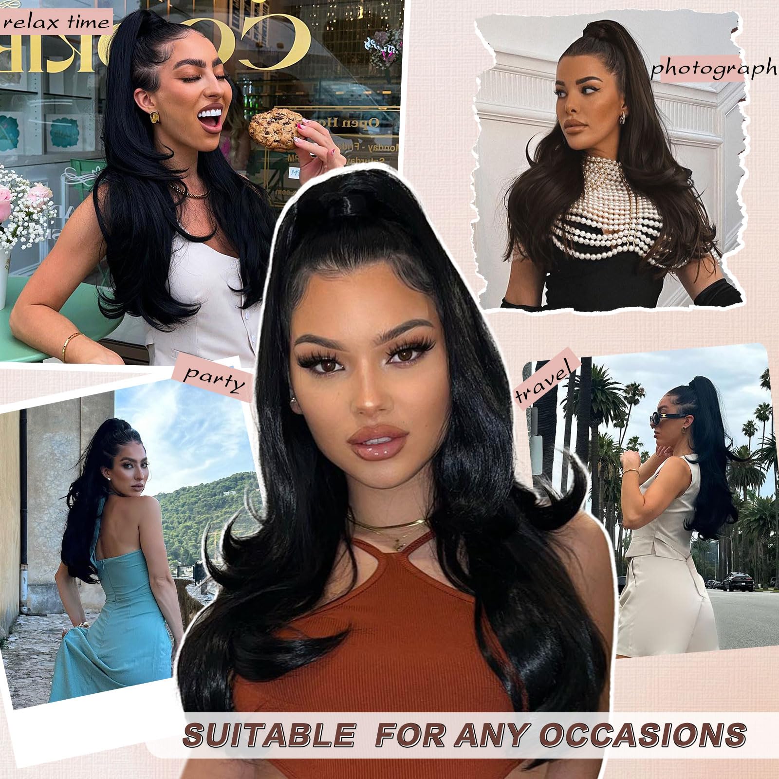 CHRSHN quick-try-on drawstring ponytail enables fast styling on busy days.