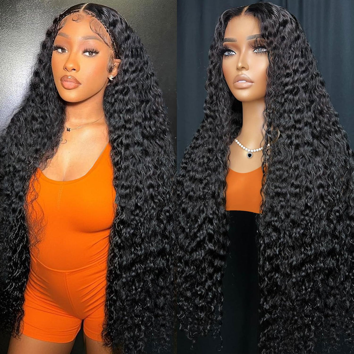 Chsxc deep wave 28inch lace-front wig shows natural lace integration for seamless everyday wear.