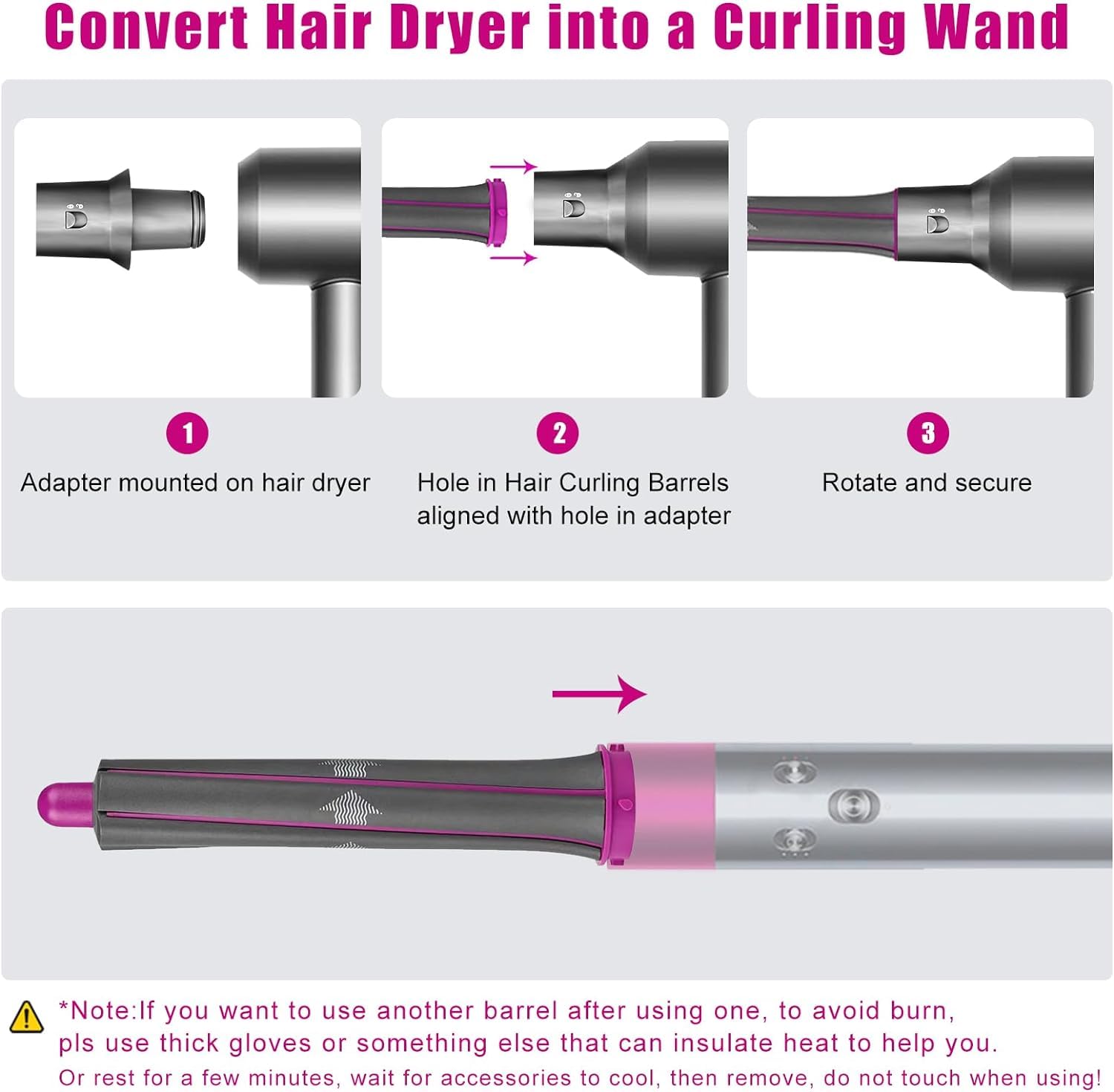 Chuancheng Dyson Supersonic curling barrel long attachment enables varied curls at home.