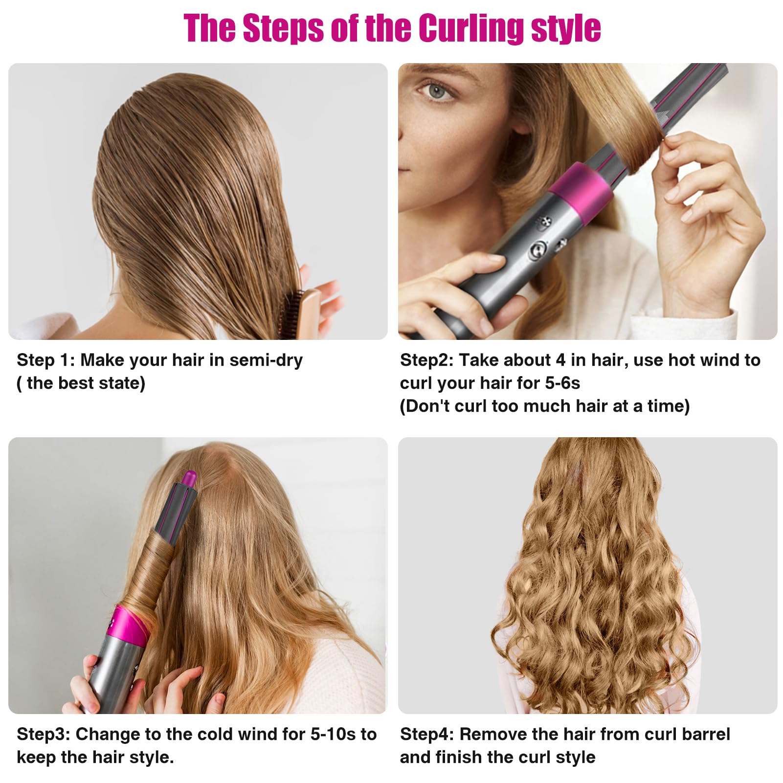 Chuancheng packaging includes two long barrels and a curling iron adapter kit.