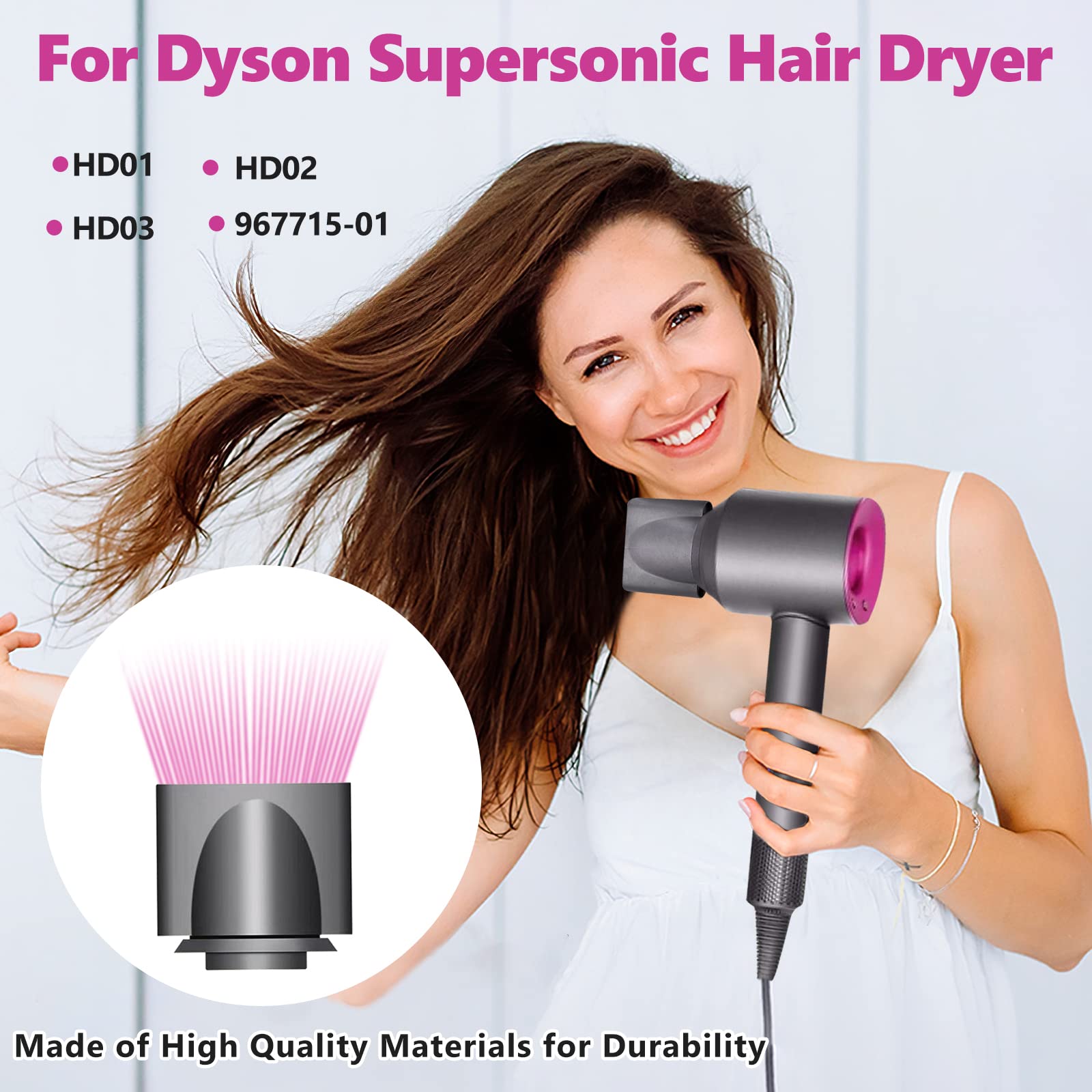 Chuancheng smoothing nozzle with Dyson Supersonic HD02 side view for precise airflow