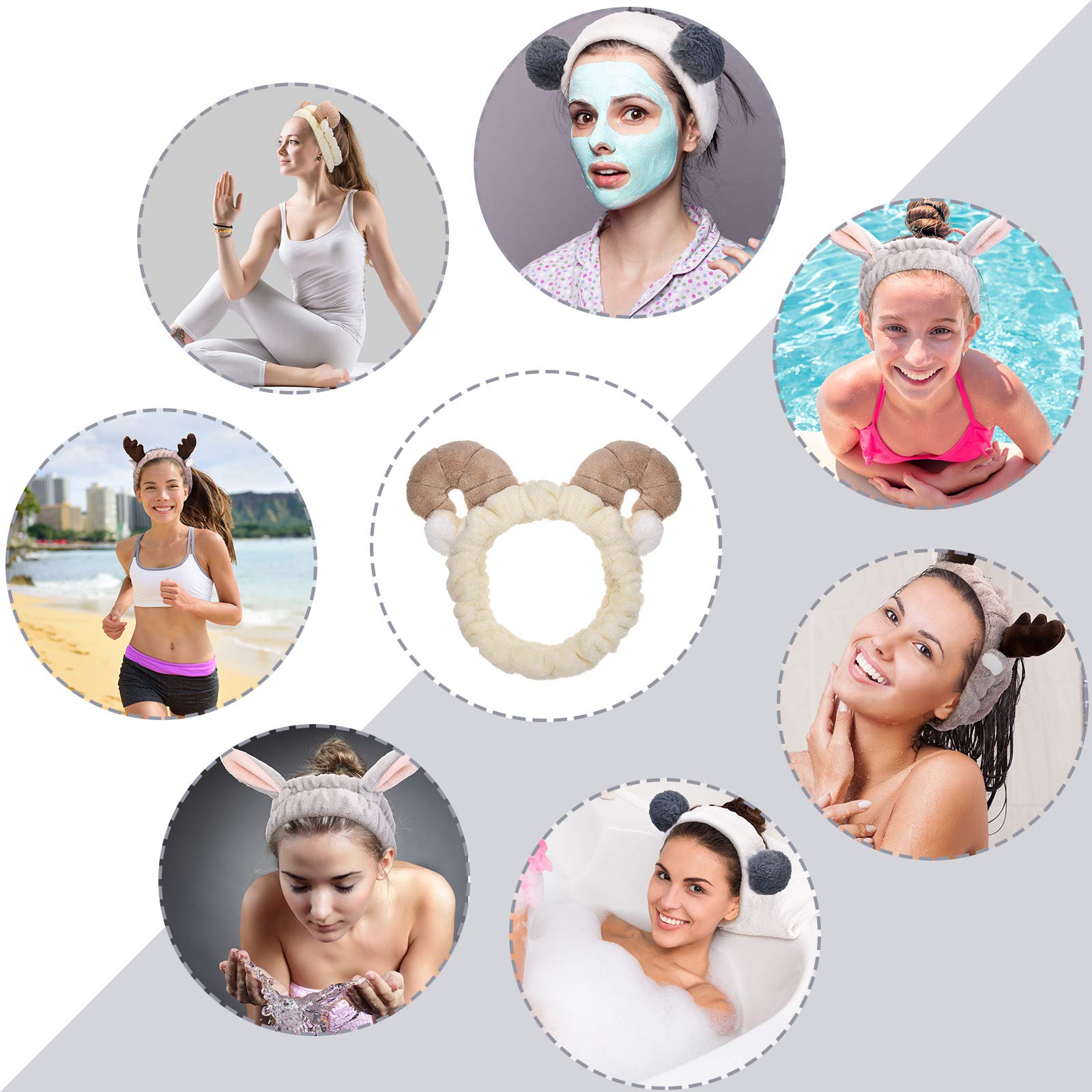 Chuangdi rabbit ears headband ideal for makeup and spa sessions
