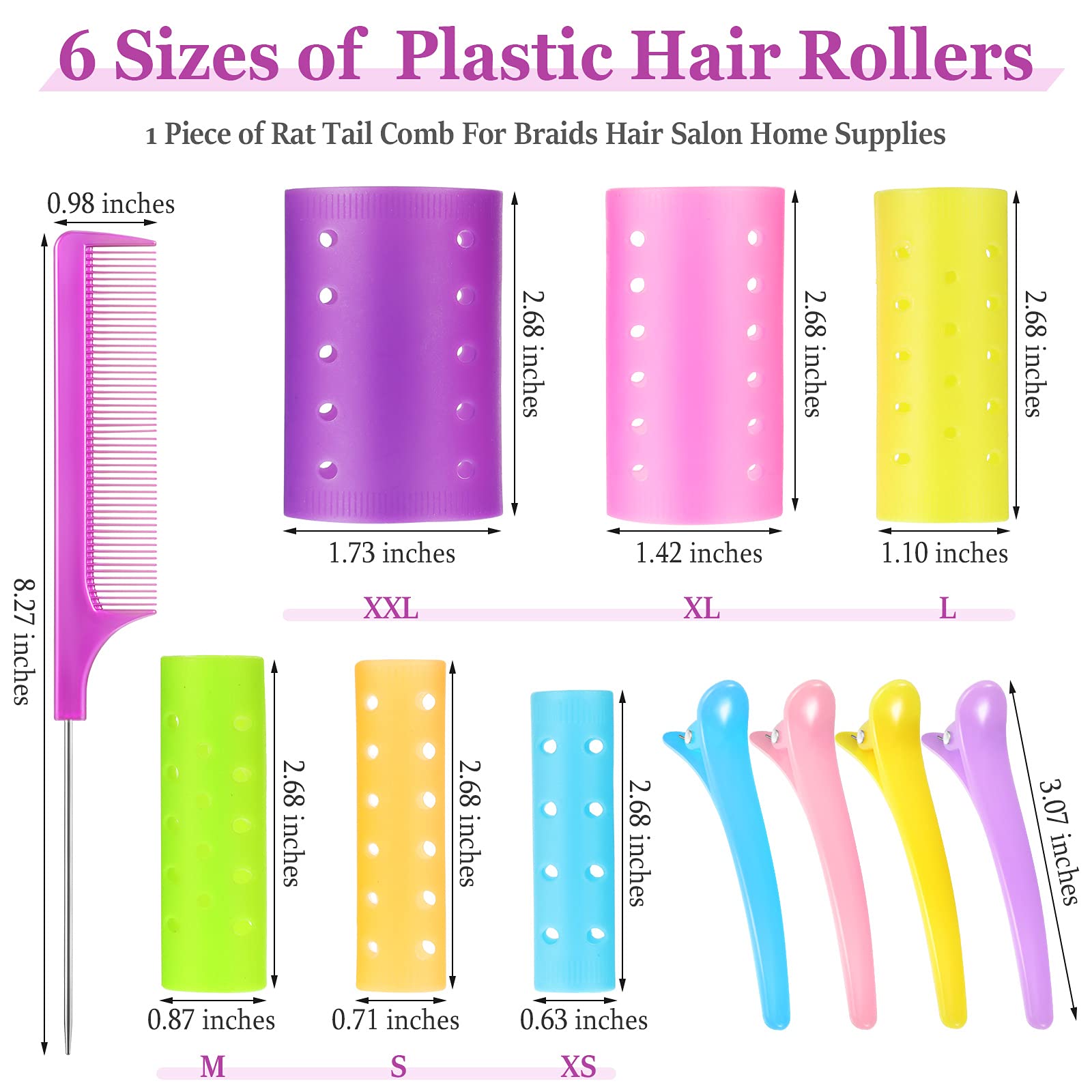 Chuangdi mixed sizes plastic hair rollers close-up highlighting versatile curl options