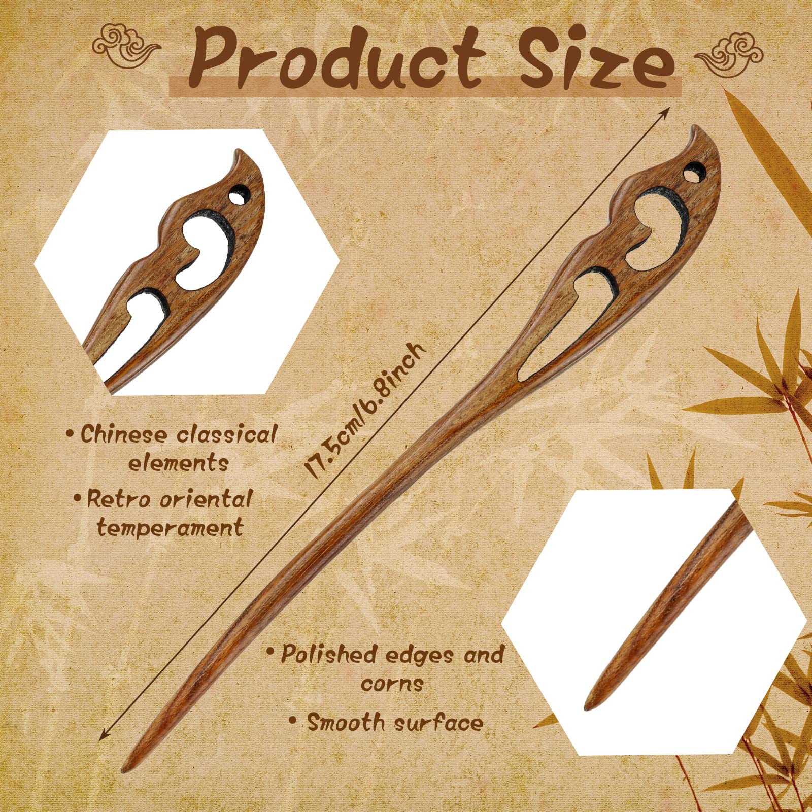 Chuangdi sandalwood hair pins highlight natural grain and gentle hold for versatile styling