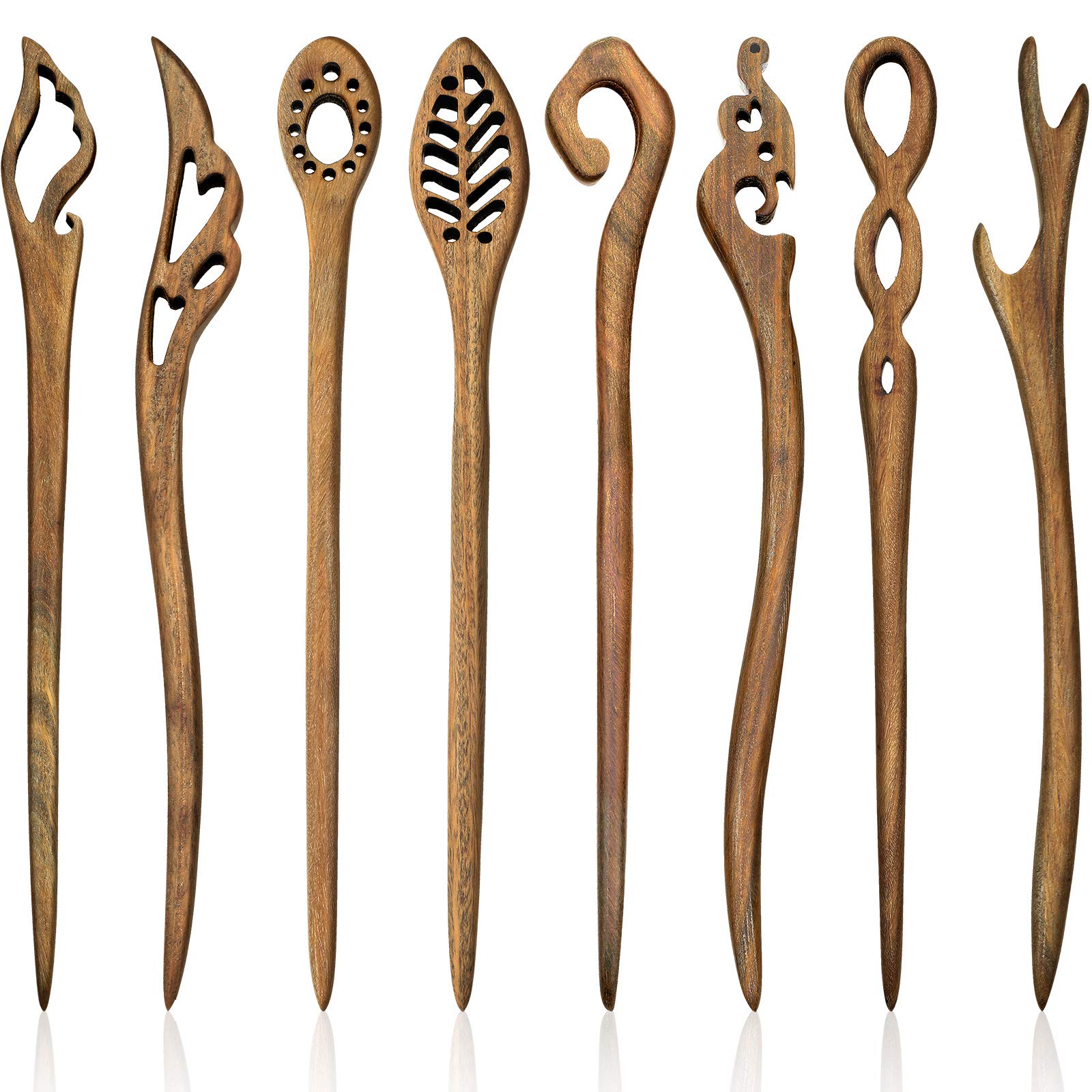 Chuangdi wooden hair sticks with classic pattern bun for secure hold.