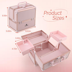 CHUANGJIN makeup train case lock-clasp keeps cosmetics secure during transport.