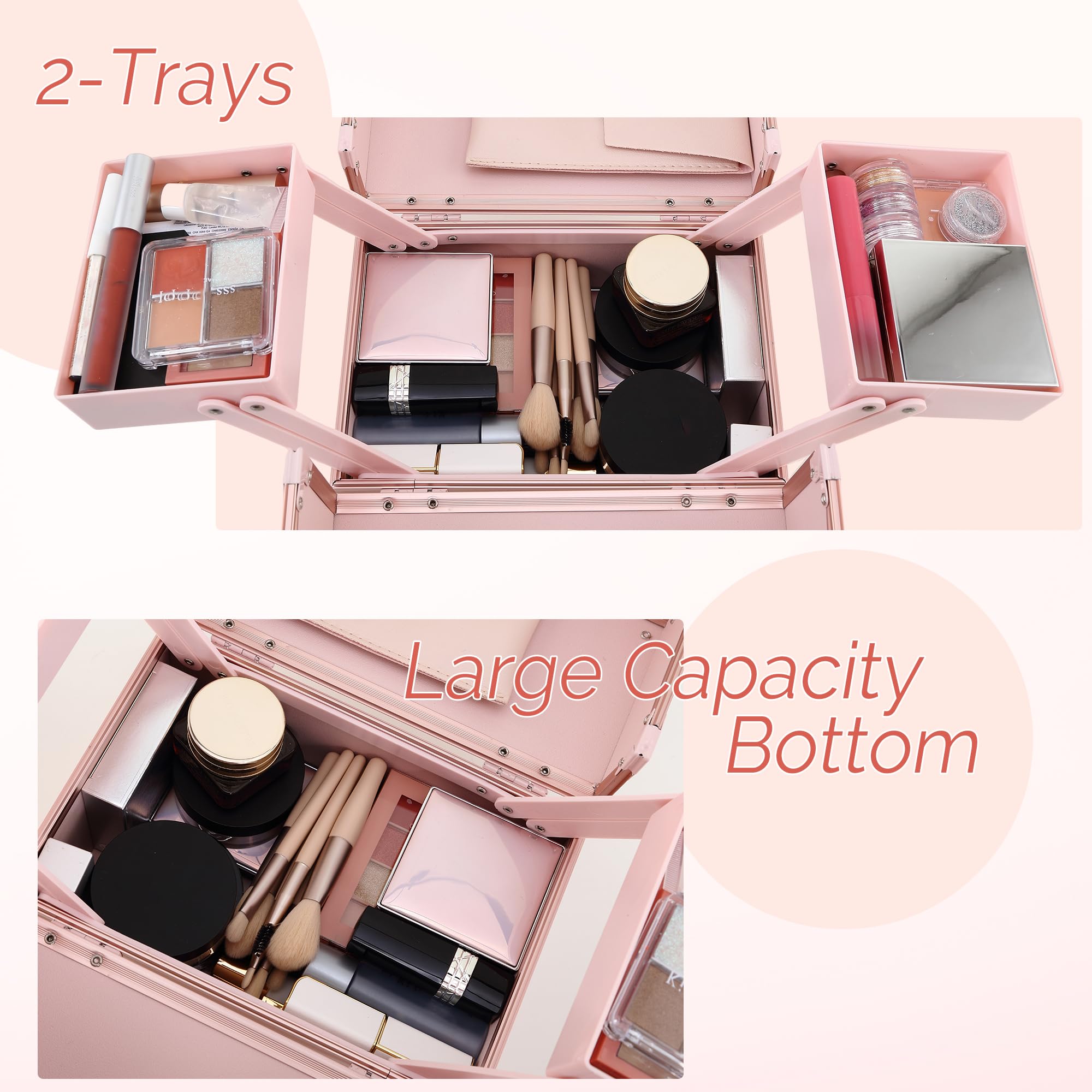 CHUANGJIN makeup train case waterproof surface protects contents from spills.
