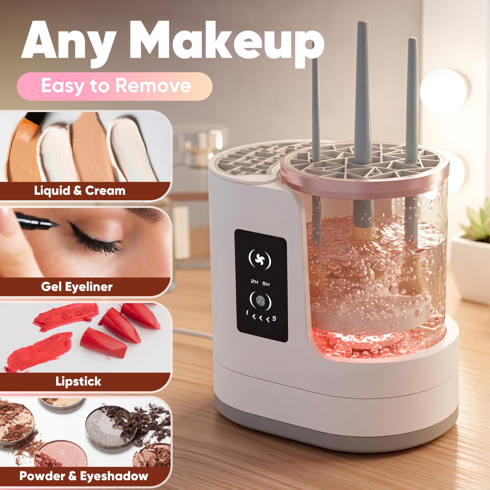 CHUFA built-in brush holder dock keeps brushes organized during cycles.