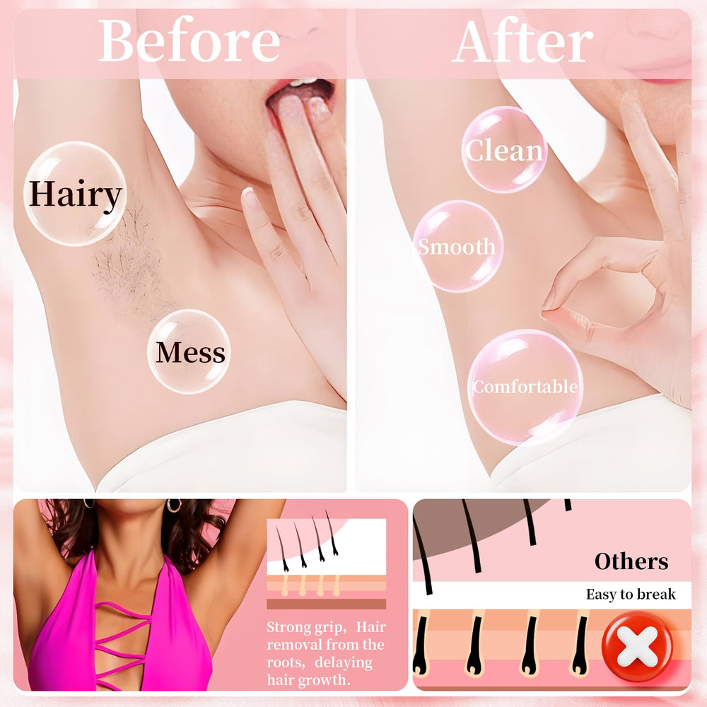 Chulan sensitive-skin wax beads application-area; suitable for eyebrows, upper lip, bikini.