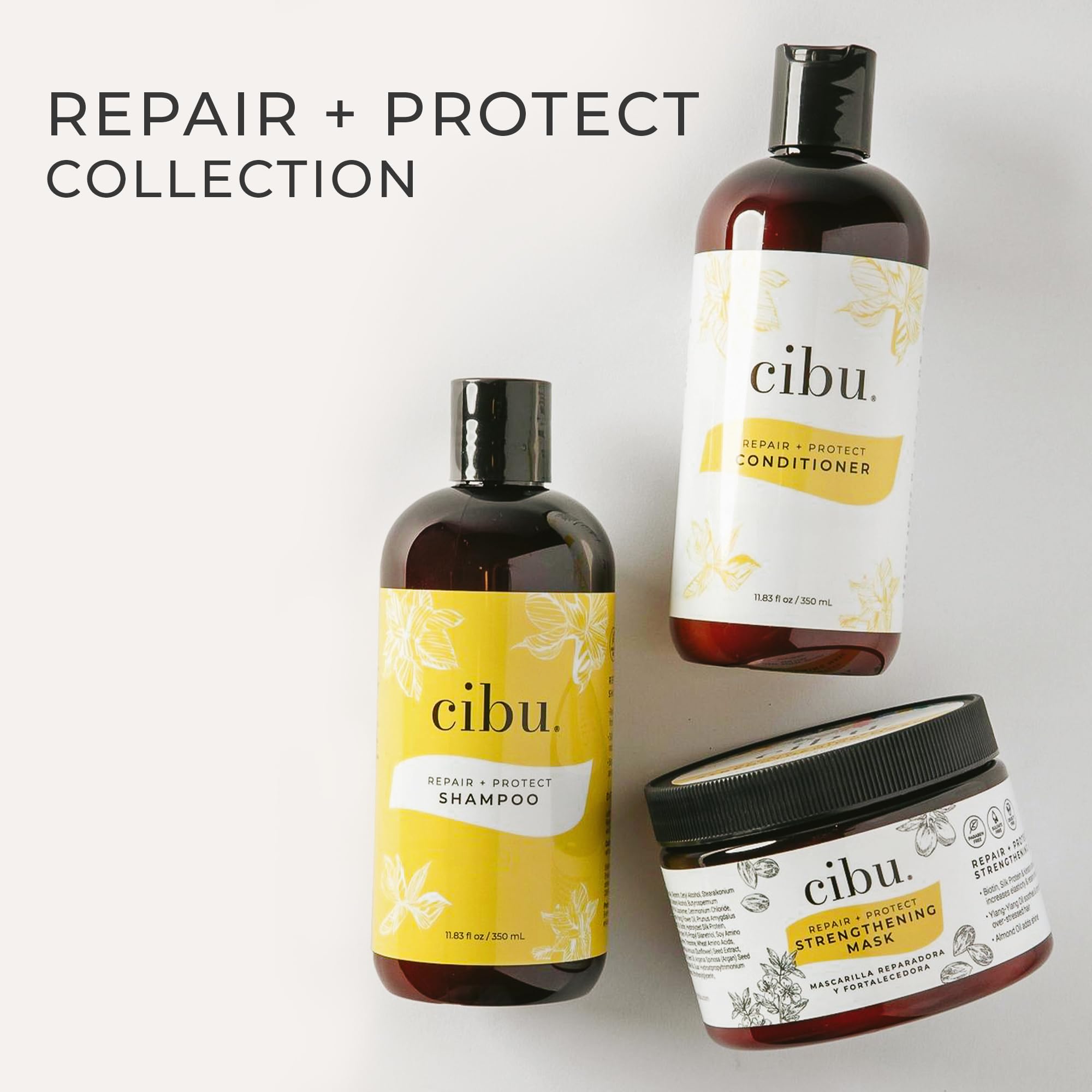 CIBU Repair + Protect results show enhanced shine and manageability.