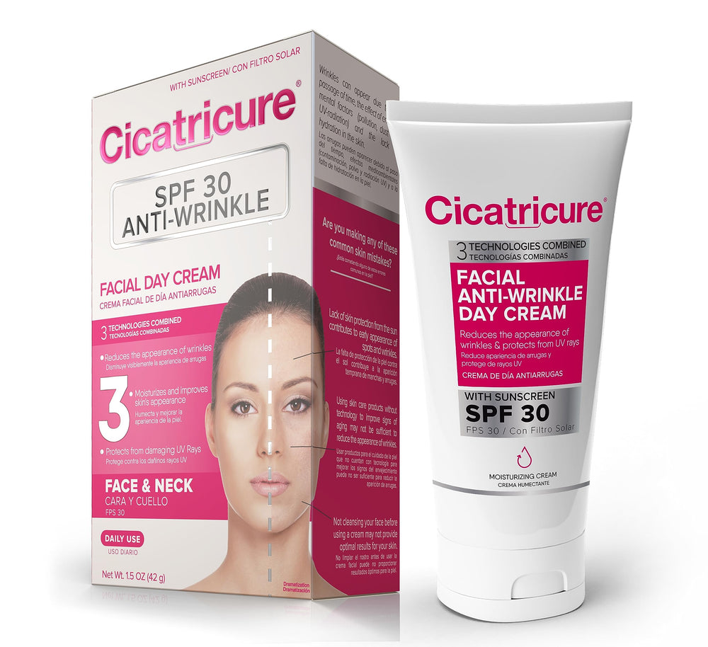 Cicatricure Advanced Face Cream SPF 30 tube close-up for daily protection and hydration.