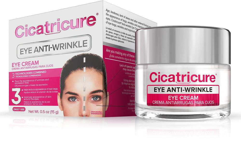 Cicatricure Blur & Filler eye cream on under-eye area for smoother, hydrated skin.