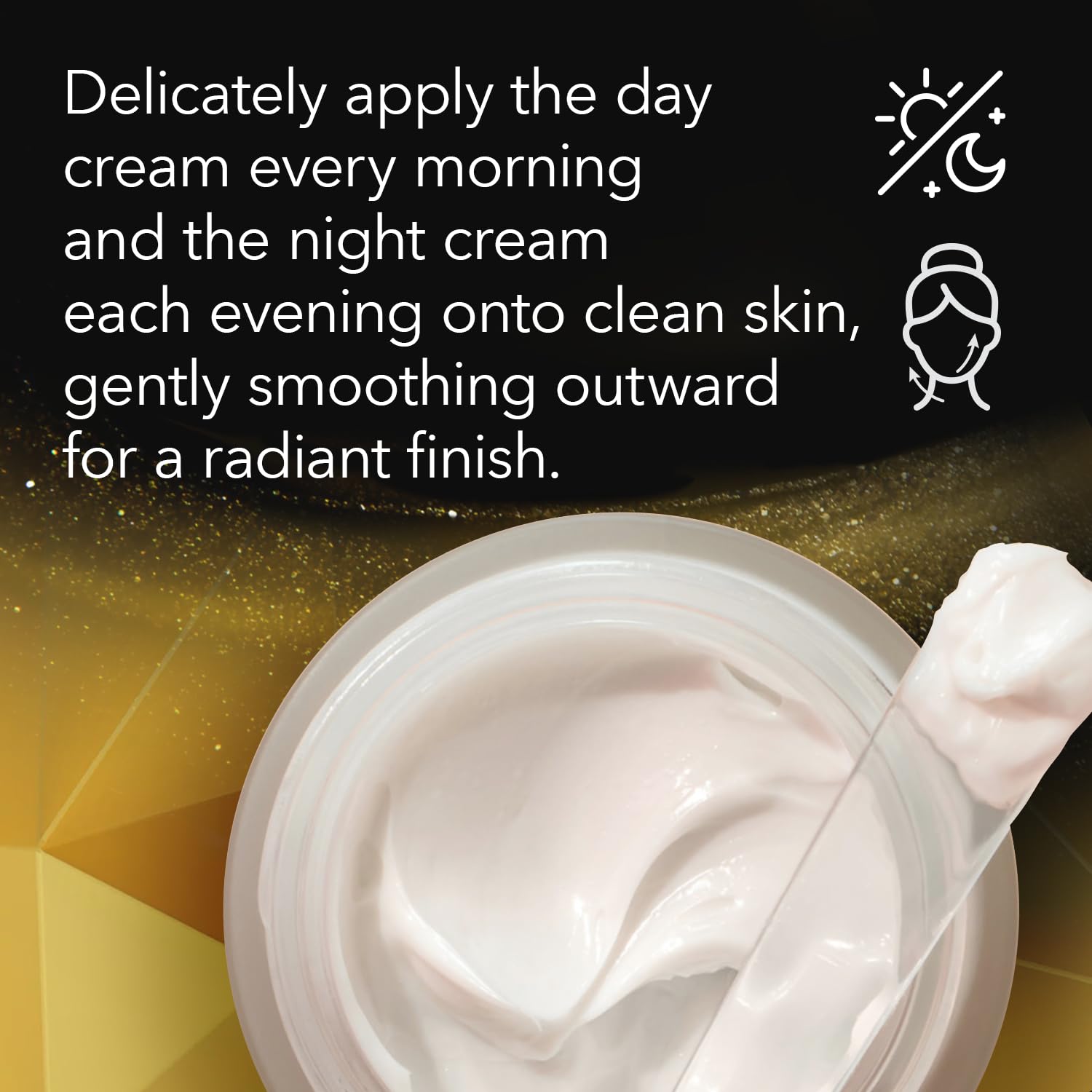 Cicatricure Gold Lift skin-firming close-up showing lifting feel.