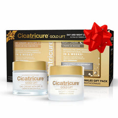 Cicatricure Gold Lift gift pack box with day and night creams for a complete anti-aging routine.