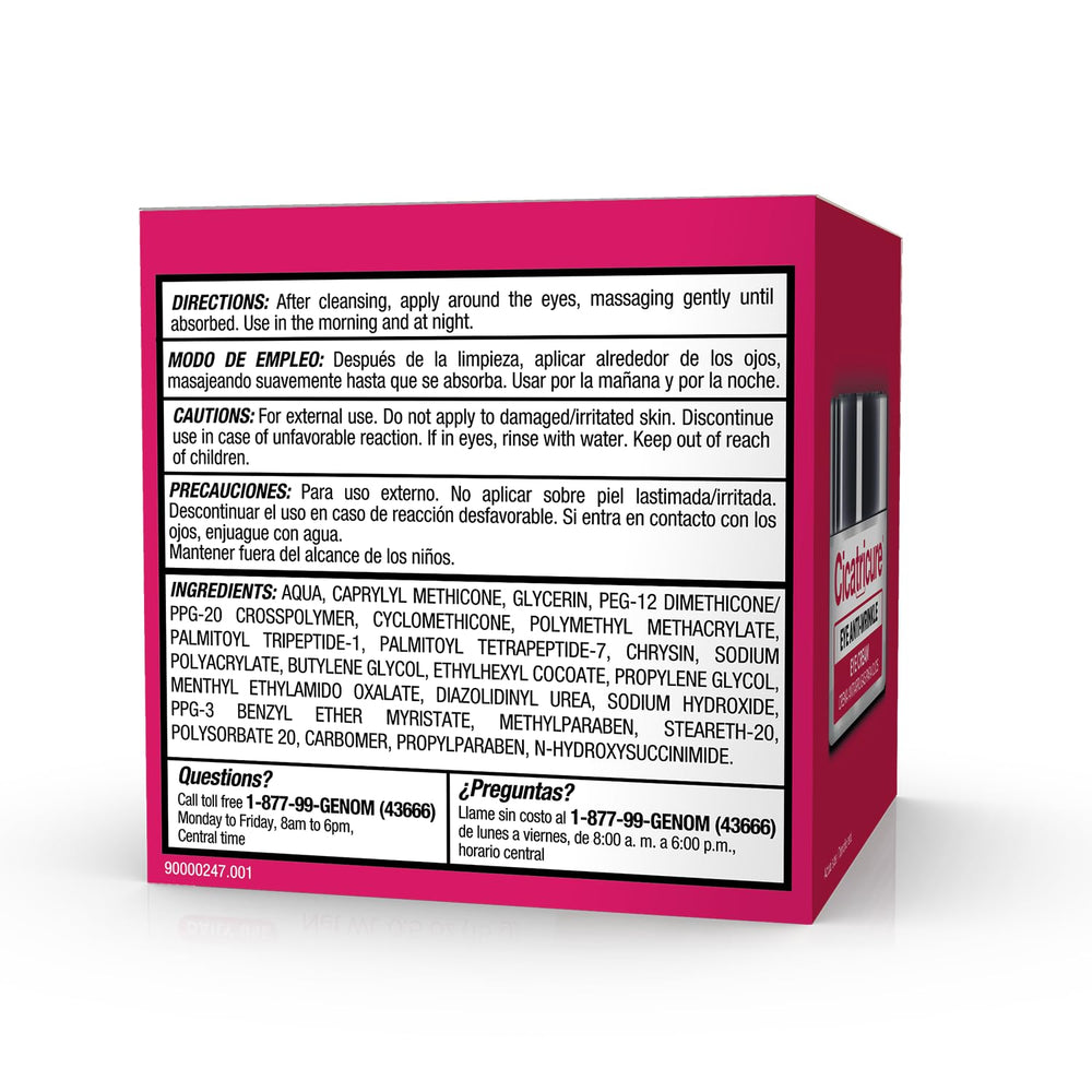 Cicatricure eye treatment suitable for morning and evening use around eyes.