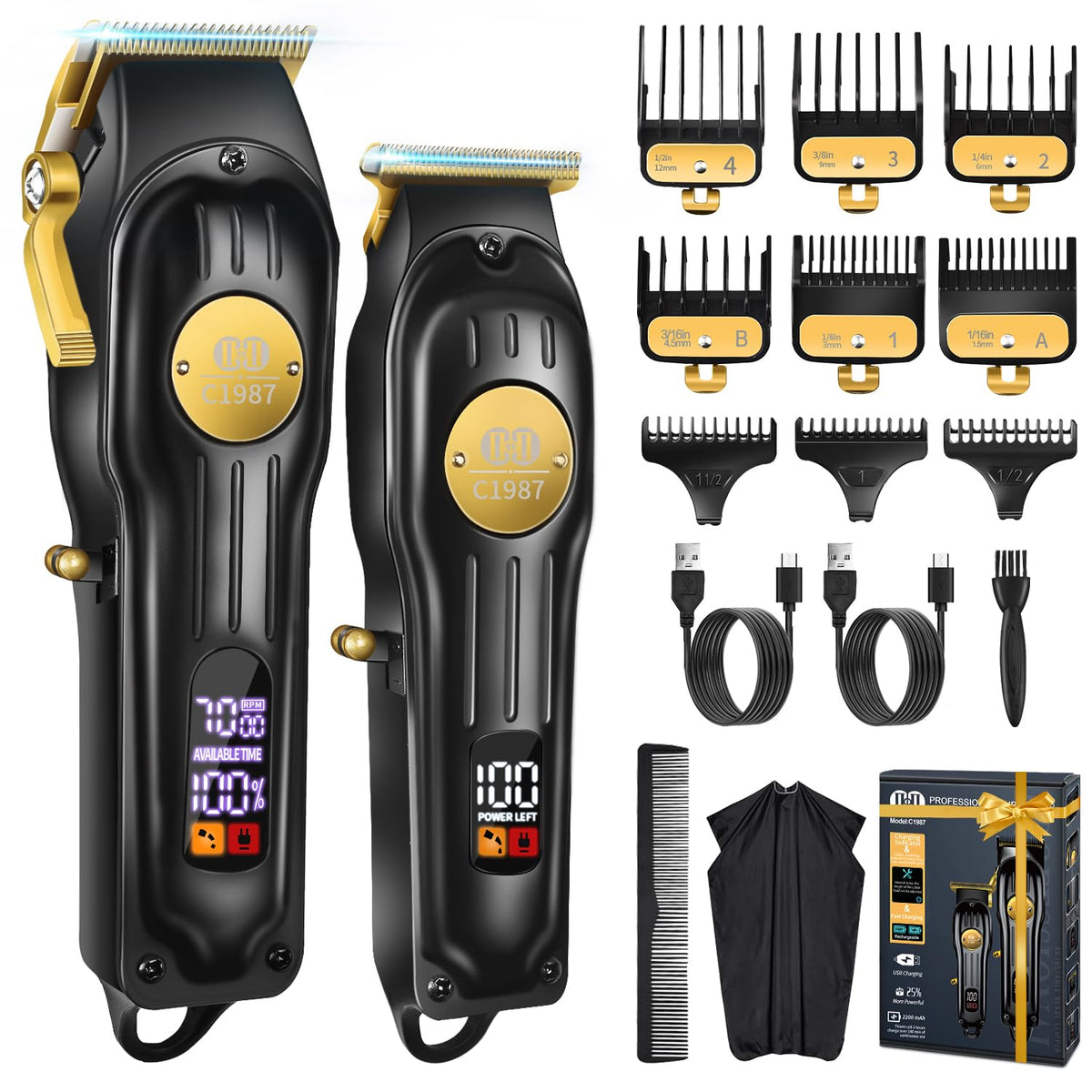 CIICII men's hair clippers set front view for professional-looking home grooming