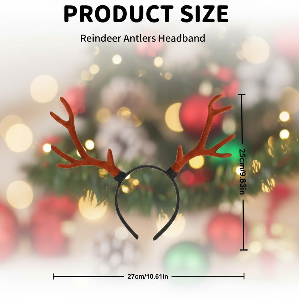Ciieeo Reindeer Antlers Headband worn on head demonstrates elastic-fit for adults