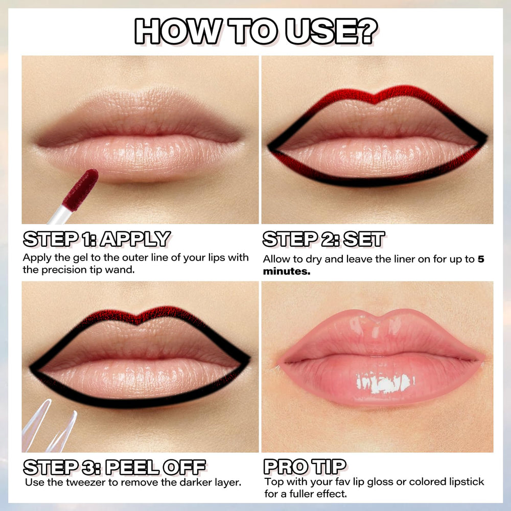 Cilrofelr Lip stain application with tweezer provides precise, clean lip definition