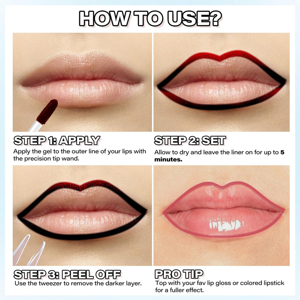 Cilrofelr Lip Liner Stain waterproof image highlights all-day wear and water resistance.