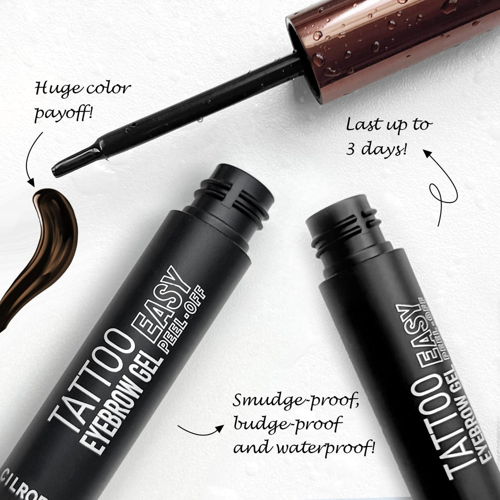 Cilrofelr tattoo brow color swatch in dark brown showcases rich, buildable pigment.