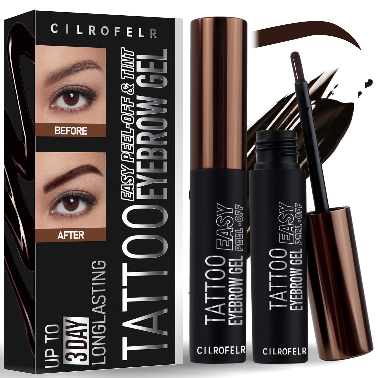 Cilrofelr tattoo brow gel application demonstrates precise control for seamless tint.