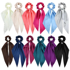 Cinaci satin hair ties pack shows 12 colors for versatile styling.