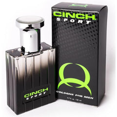 Cinch Mens Sport Cologne glass spray bottle offering lasting freshness during workouts