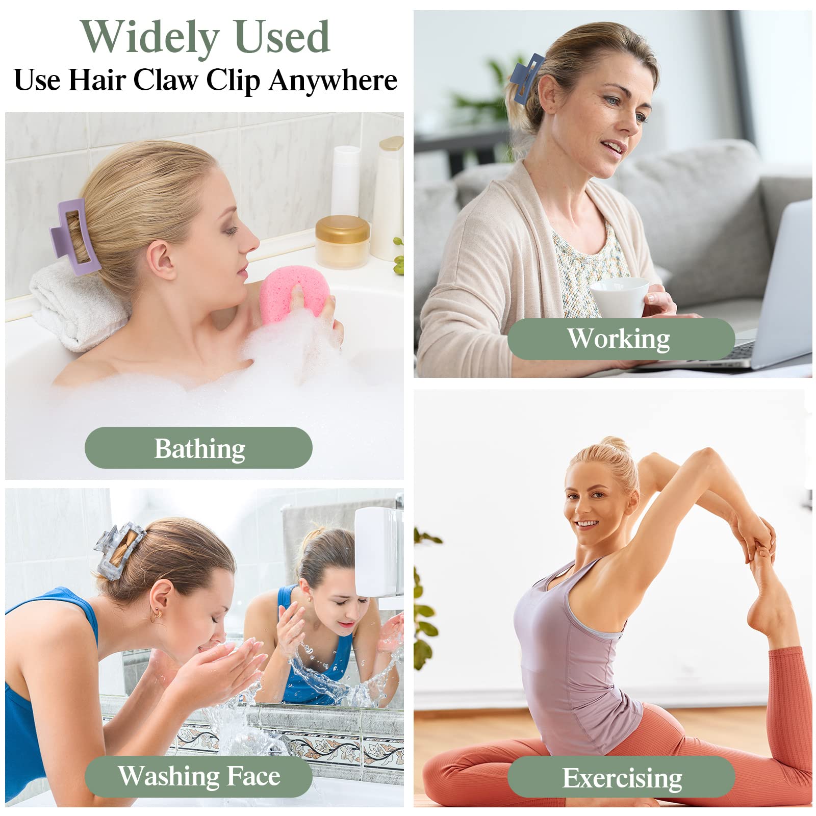 Cindeer daily-use hair clips shown during workouts or shower times.