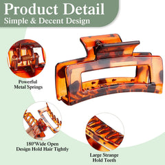 Cindeer rectangle claw clips with matte acrylic texture and secure spring for reliable grip.