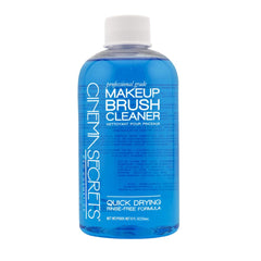 Cinema Secrets blue vanilla cleanser bottle showing quick-dry formula for clean brushes