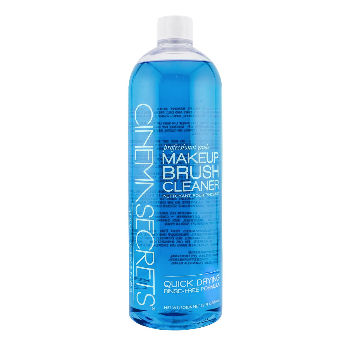 Cinema Secrets Original Blue Vanilla brush cleaner bottle pour captures clean solution for quick cleaning