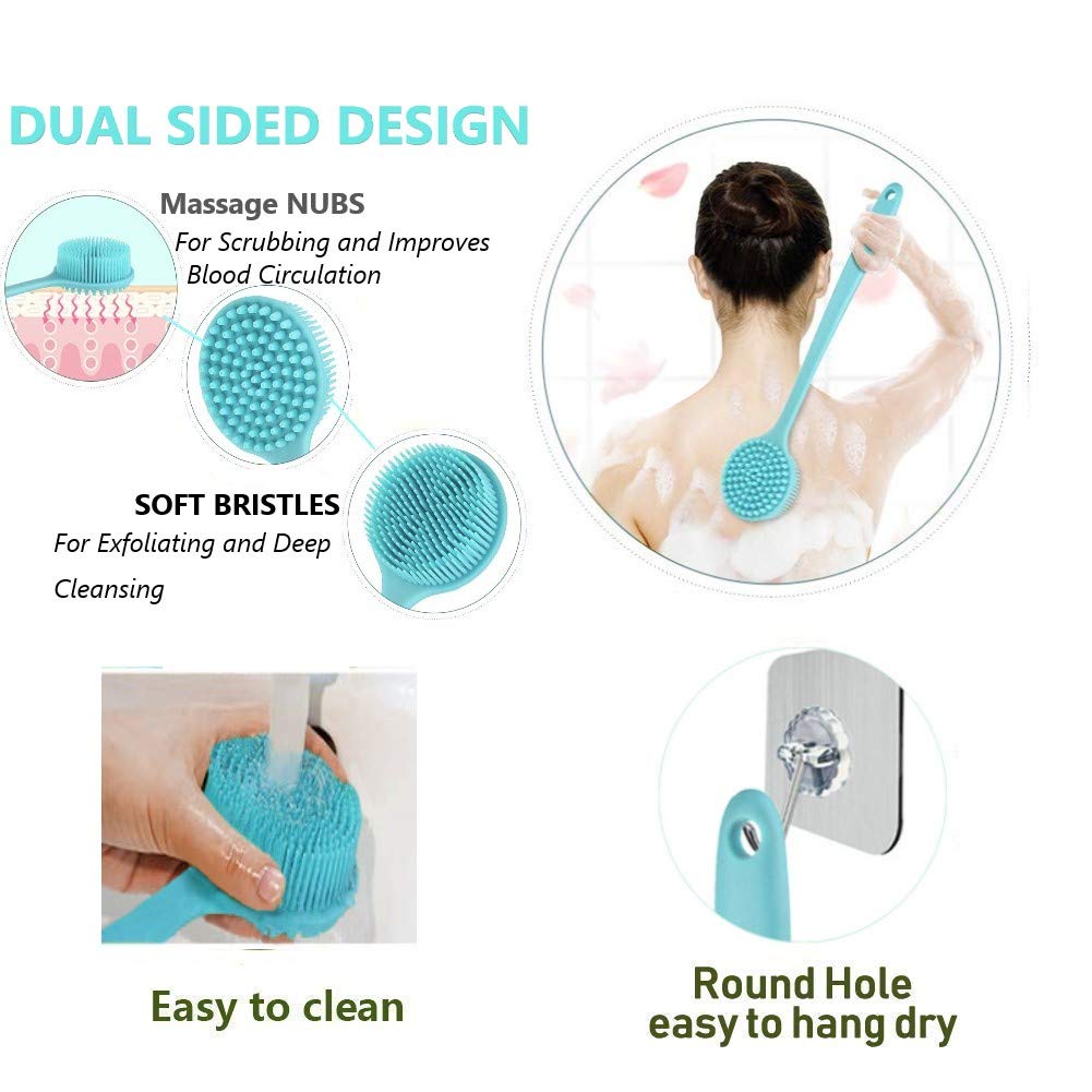 Cinlitek cepillo para espalda en ducha, alcance cómodo para limpiar la espalda.