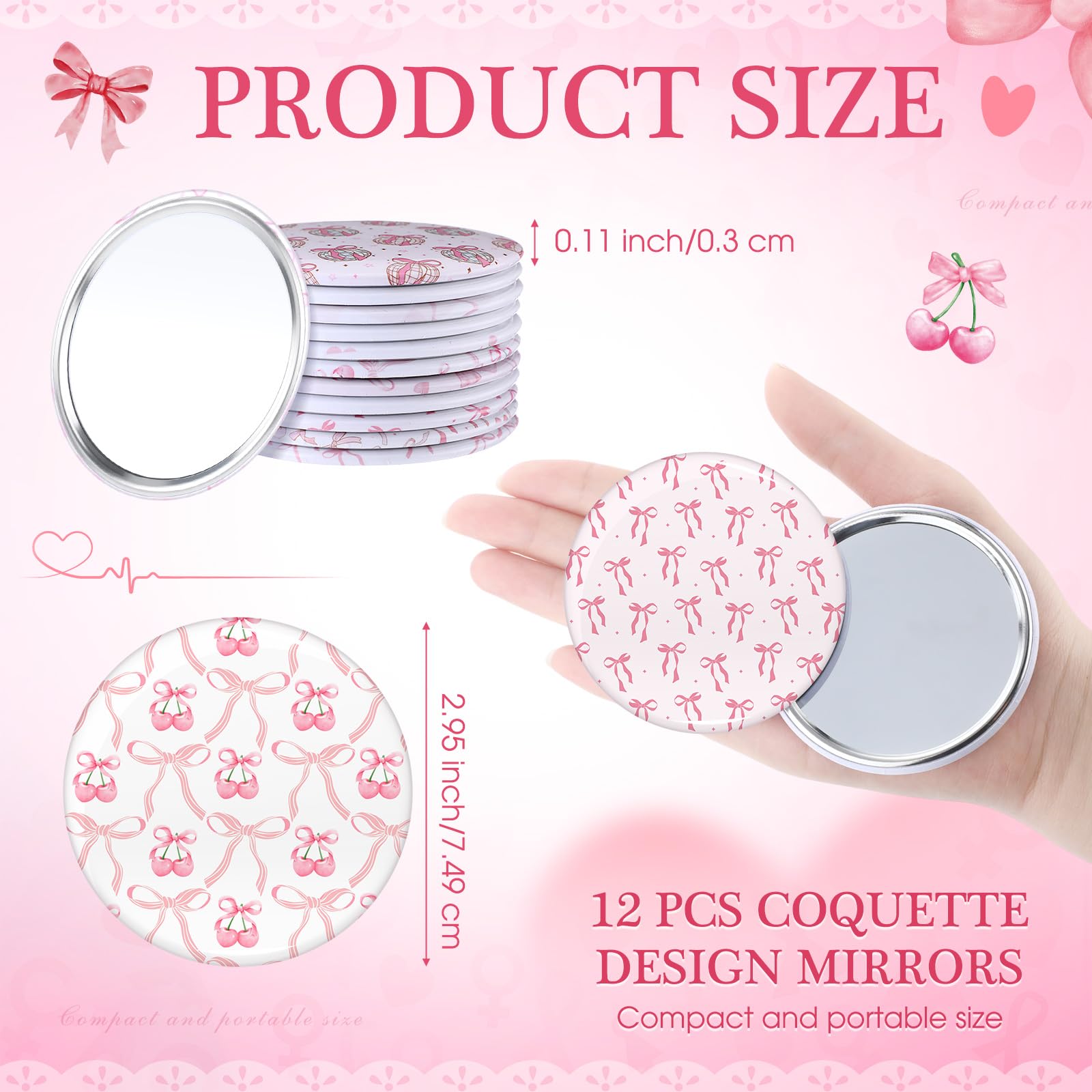 Cinnvoice pink disco ball design compact mirror portable and durable