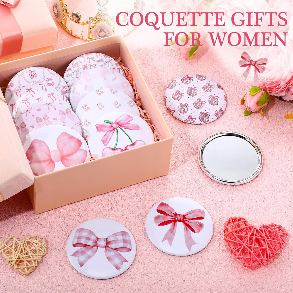 Cinnvoice pink heart motif compact mirror gift-ready party favor