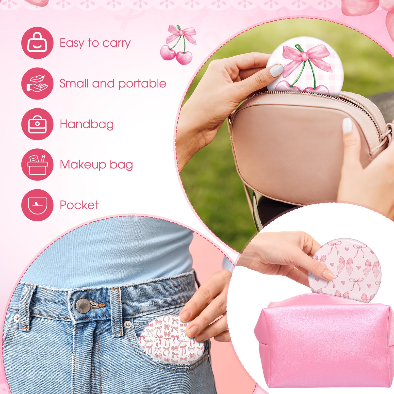 Cinnvoice pink mirror with fashionable pattern for gifting and celebrations