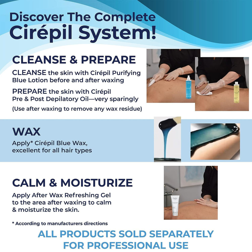 Cirepil Blue wax on face and bikini area for gentle removal.