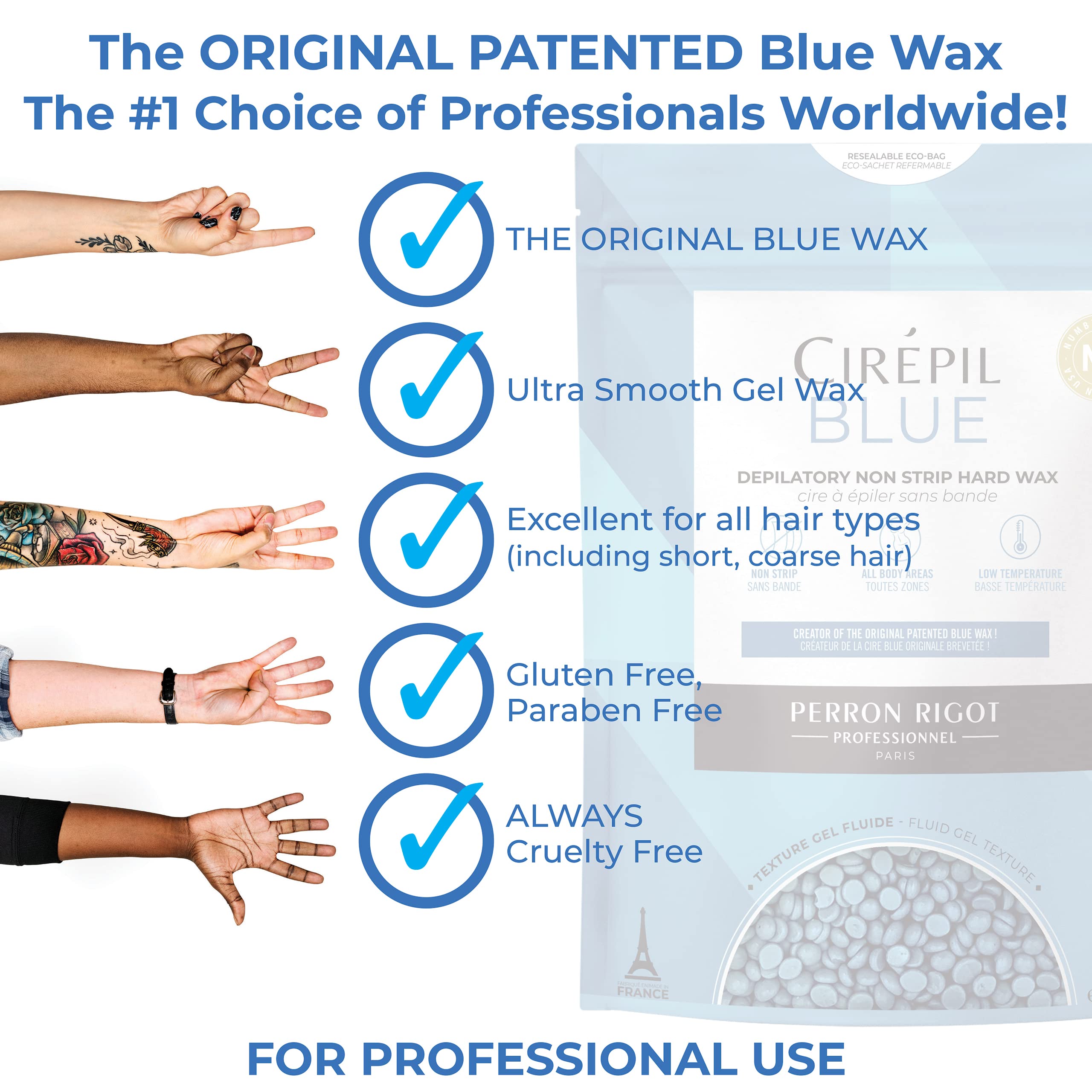 Cirepil Blue face waxing setup demonstrates gentle, precise hair removal.
